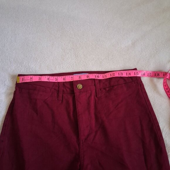 Draper James Women's Size 12 Burgundy Welt Pocket Bootcut High Rise Twill Pants - Picture 12 of 14